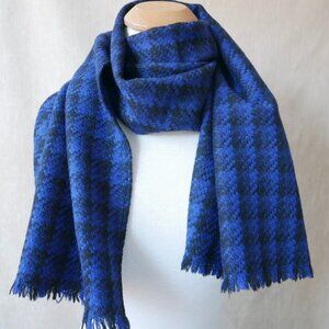 Unisex Cobalt and Black Houndstooth Scarf